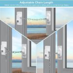 ⁦قفل أمان بسلسة معدن قابلة للتعديل ومفتاح لغلق النوافذ والابواب⁩ - الصورة ⁦5⁩