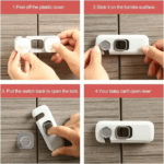 ⁦قفل أمان للأدراج  والدواليب والثلاجة لسلامة الاطفال بلزق دبل فيس قوي⁩ - الصورة ⁦2⁩