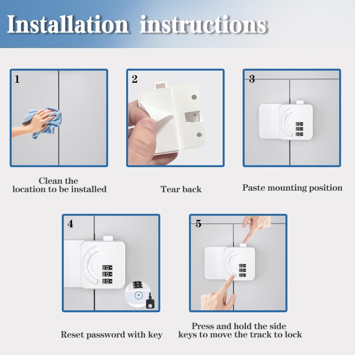 ⁦قفل امان لاصق برقم سري للدواليب والادراج والثلاجة لحماية الاطفال⁩ - الصورة ⁦6⁩