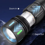 ⁦كشاف يدوي مزود بشاشة رقمية ب 4 اضاءات مختلفة قابل التعديل بخاصية الزوم⁩ - الصورة ⁦2⁩