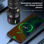 ⁦كشاف يدوي مزود بشاشة رقمية ب 4 اضاءات مختلفة قابل التعديل بخاصية الزوم⁩ - الصورة ⁦6⁩