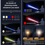 ⁦كشاف يدوي مزود بشاشة رقمية ب 4 اضاءات مختلفة قابل التعديل بخاصية الزوم⁩ - الصورة ⁦7⁩