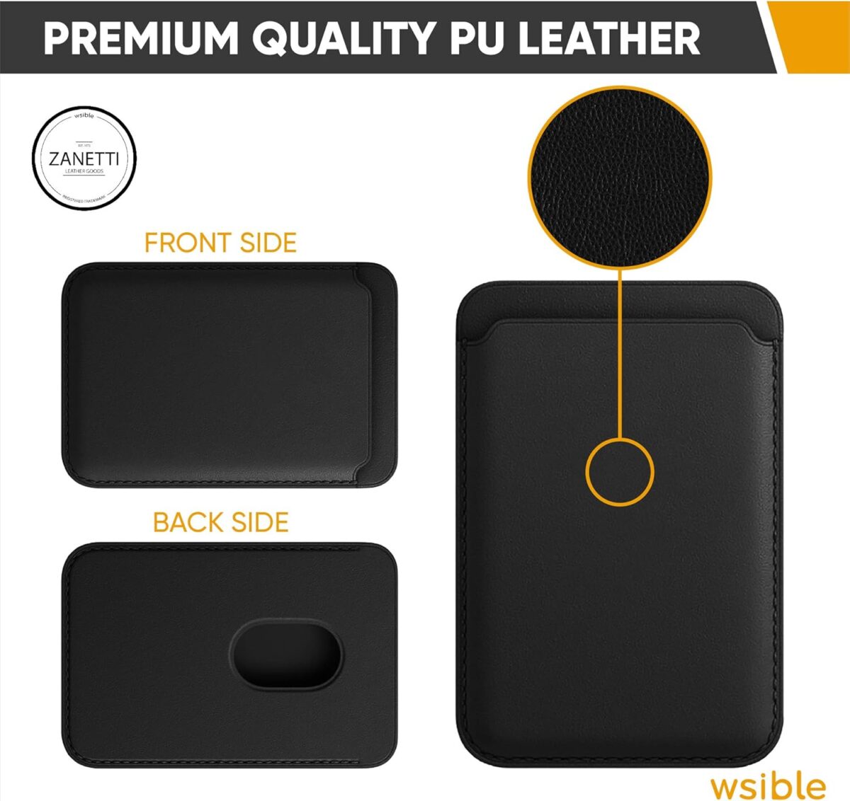 ⁦محفظة بطاقات وكروت مغناطيسية من الجلد لظهر الموبايل لموبايلات الايفون⁩ - الصورة ⁦7⁩