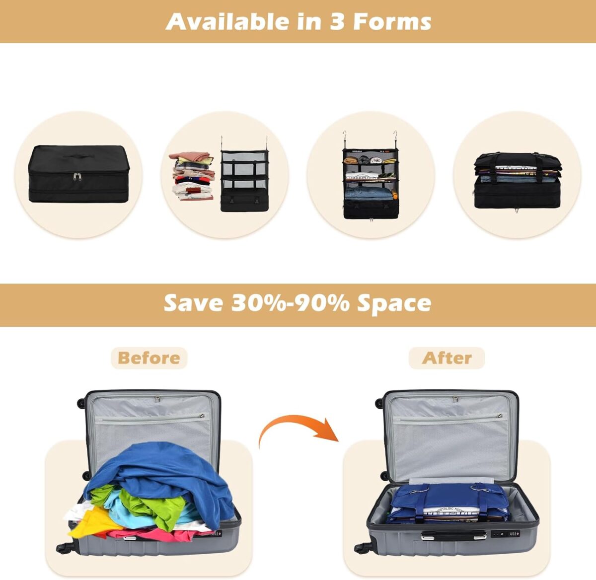 ⁦منظم دولاب 4 دور لترتيب الملابس مزود ب2 هوك لسهولة التعليق⁩ - الصورة ⁦7⁩