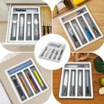 ⁦منظم لدرج المطبخ  مقسم 5 خانات لتنظيم المعالق والشوك والسكاكين⁩ - الصورة ⁦4⁩