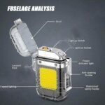 ⁦ولاعة كهربائية مقاومة للماء بكشاف ب 3 درجات إضاءة مختلفة لرحلات البحر والتخييم قابلة لإعادة الشحن⁩ - الصورة ⁦6⁩