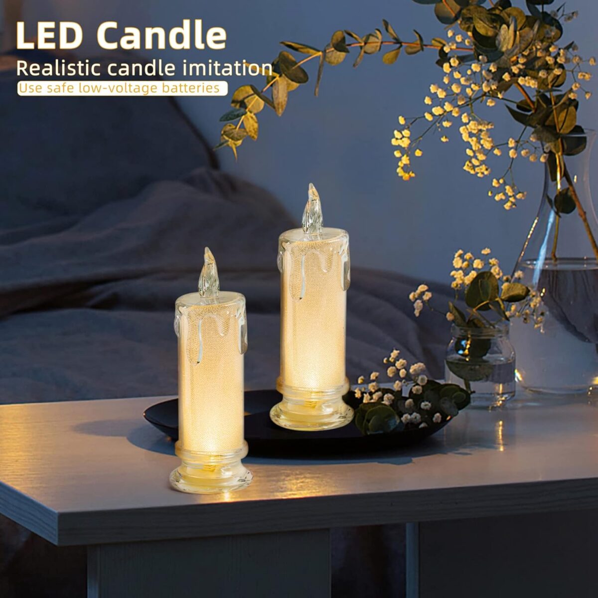 ⁦اباجورة مضيئة ديكور علي شكل شمعة من الاكليريك⁩ - الصورة ⁦6⁩