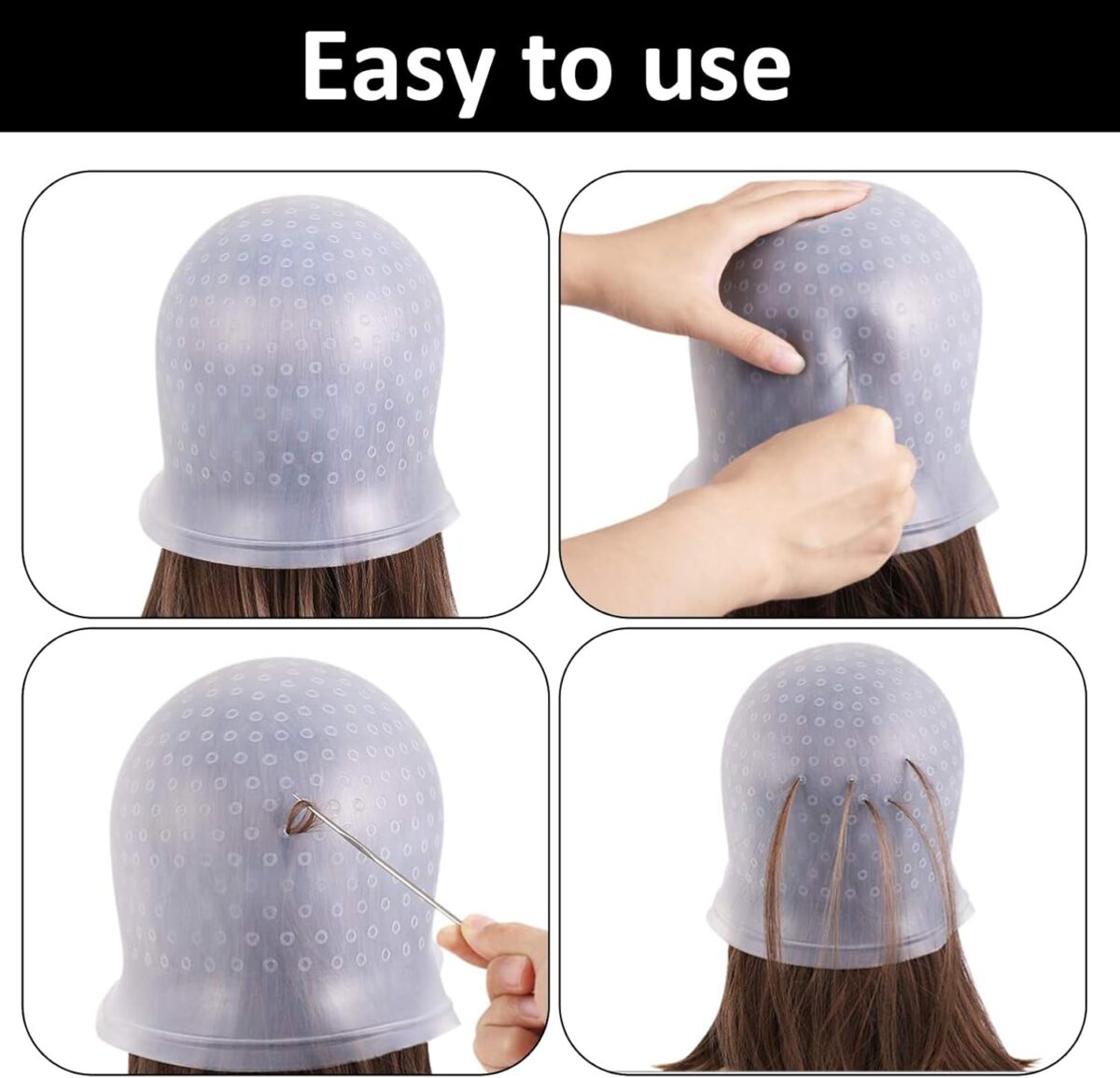 ⁦بونيه صبغة سيليكون مثقوب بفتحات لتوزيع اللون بدقة مع ابره للسحب⁩ - الصورة ⁦9⁩