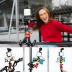 ⁦ترايبود بحامل ثلاثي مرن بتصميم اخطبوطي برأس كروية تدور 360 درجة مع مايك وإضاءة للتصوير⁩ - الصورة ⁦11⁩
