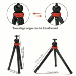 ⁦ترايبود بحامل ثلاثي مرن بتصميم اخطبوطي برأس كروية تدور 360 درجة مع مايك وإضاءة للتصوير⁩ - الصورة ⁦6⁩