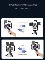 ترايبود لحمل الموبايل ثلاثي القوائم مع مايك وإضاءة  وريموت تحكم عن بعد - الصورة 6