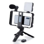 ترايبود لحمل الموبايل ثلاثي القوائم مع مايك وإضاءة  وريموت تحكم عن بعد - الصورة 9