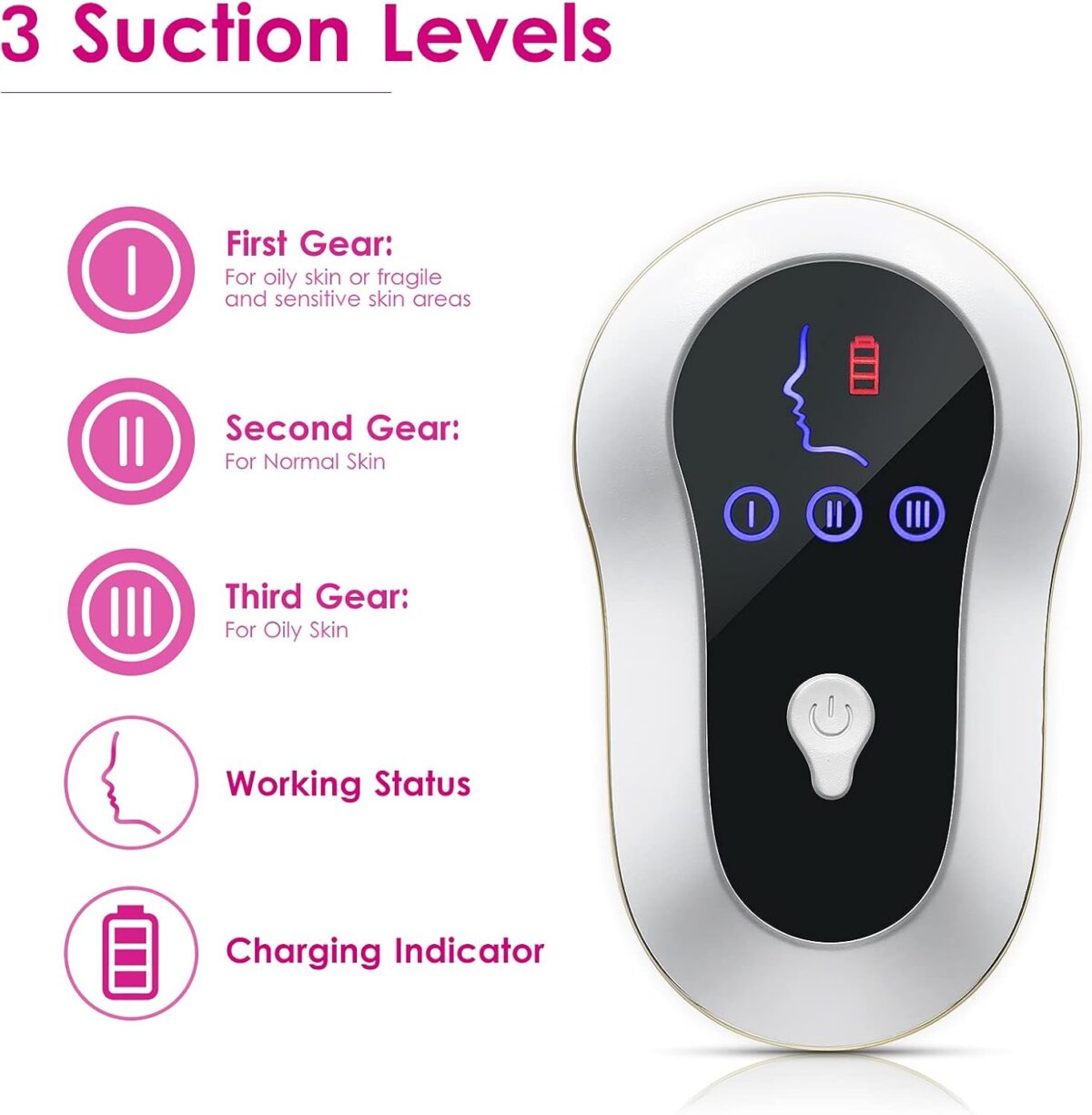 ⁦جهاز شفط وازالة الرؤوس السوداء ب5 رؤوس مختلفة - قابل للشحن⁩ - الصورة ⁦8⁩