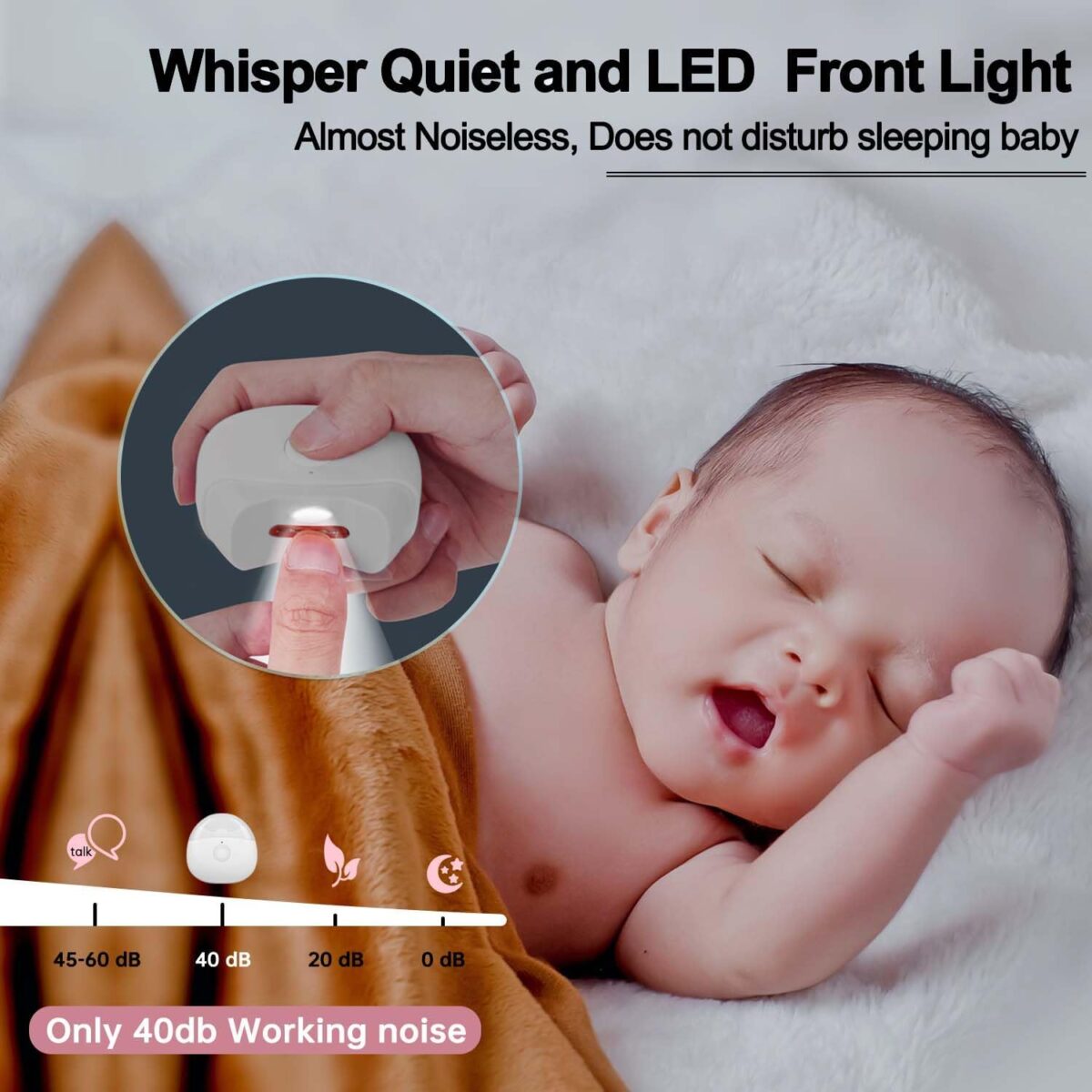 ⁦جهاز كهربائي ليد لقص الاظافر بالبرد مع 3 سرعات قص - قابل للشحن⁩ - الصورة ⁦5⁩