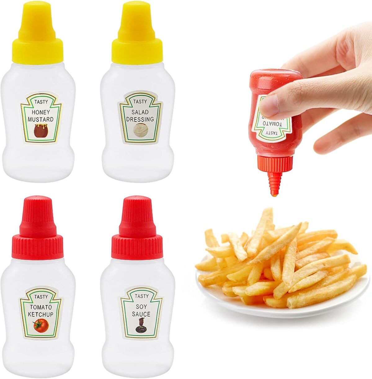 ⁦زجاجة ميني 2 قطعة للكاتشب والمايونيز بغطاء ضاغط محكم الغلق⁩ - الصورة ⁦3⁩