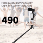 ⁦سيلفي ستيك وترايبود باضاءة وميكروفون مع ريموت للتحكم والتصوير عن بعد⁩ - الصورة ⁦3⁩