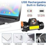 ⁦كشاف رأس مغناطيسي ب 2 اضاءه مختلفة مع حزام قابل للتعاديل _يو اس بي للشحن⁩ - الصورة ⁦7⁩