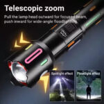 ⁦كشاف طوارئ ب 3 اوضاع اضاءة مختلفة مع شاشة ليد رقمية  _ بيو اس بي للشحن⁩ - الصورة ⁦2⁩