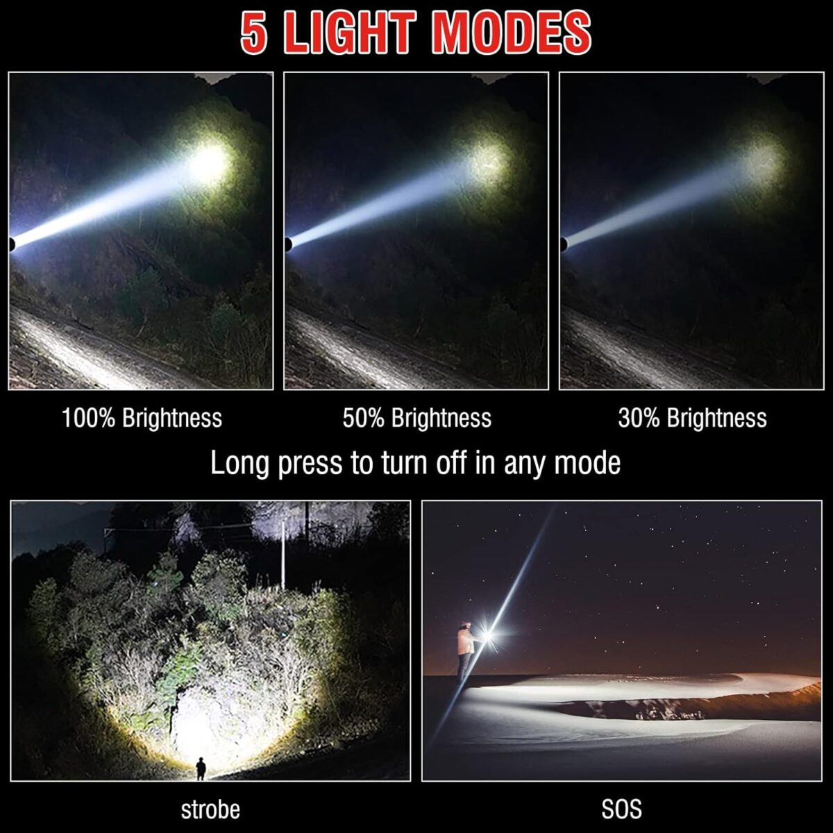 ⁦كشاف ليزر أبيض ديجيتال بخاصية الزوم وإضاءة طوارئ – بطارية ليثيوم⁩ - الصورة ⁦2⁩