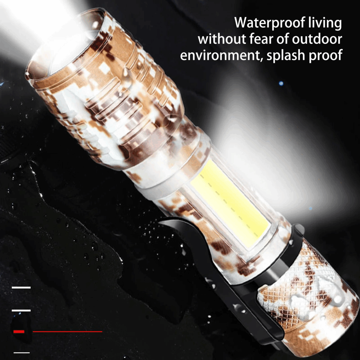 ⁦كشاف ميني مع خاصية الزوم القابلة للتعديل ب 3 اضاءات _ بيو اس بي للشحن⁩ - الصورة ⁦5⁩