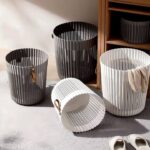 باسكت غسيل مرن بيد جلد  من الجانبين لحمل وتنظيم الملابس ولعب الأطفال - الصورة 8