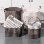 ⁦باسكت غسيل من البلاستيك المرن بتصميم مضلع بيد لسهولة الحمل⁩ - الصورة ⁦5⁩