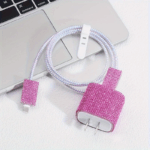 ⁦كفر حماية لشاحن وكابل وسلك الايفون تصميم جليتر لامع _ 5 قطع⁩ - الصورة ⁦6⁩