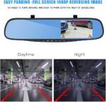 ⁦مرايا داخلية للسيارة بكاميرا  اتش دي 1080 مزدوجة بزاوية واسعة 170 للرؤية الليلية⁩ - الصورة ⁦4⁩