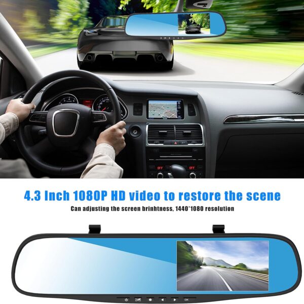 مرايا داخلية للسيارة بكاميرا  اتش دي 1080 مزدوجة بزاوية واسعة 170 للرؤية الليلية
