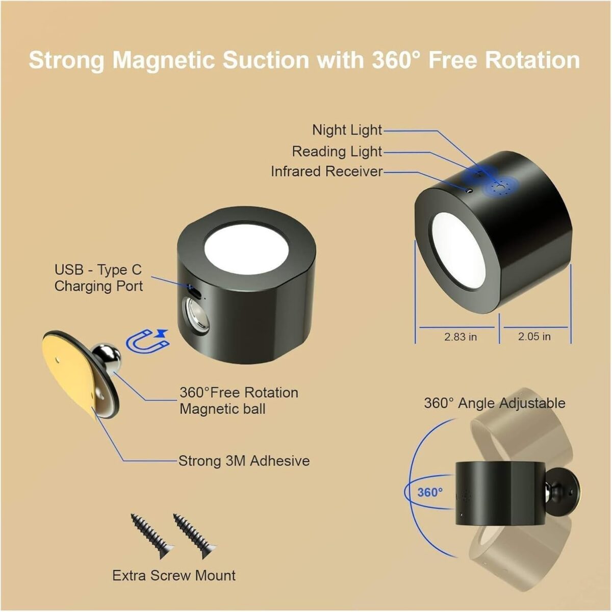 ⁦مصباح حائط سبوت مزدوج دابل فيس ب 3 درجات اضاءة⁩ - الصورة ⁦5⁩