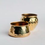 وعاء حامل شموع من النحاس مزخرف للديكور باللون الذهبي - 5 * 9 سم