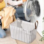 ⁦باسكت غسيل لحمل الملابس مزود ب بيد جلد من الجانبين لسهولة الحمل⁩ - الصورة ⁦9⁩