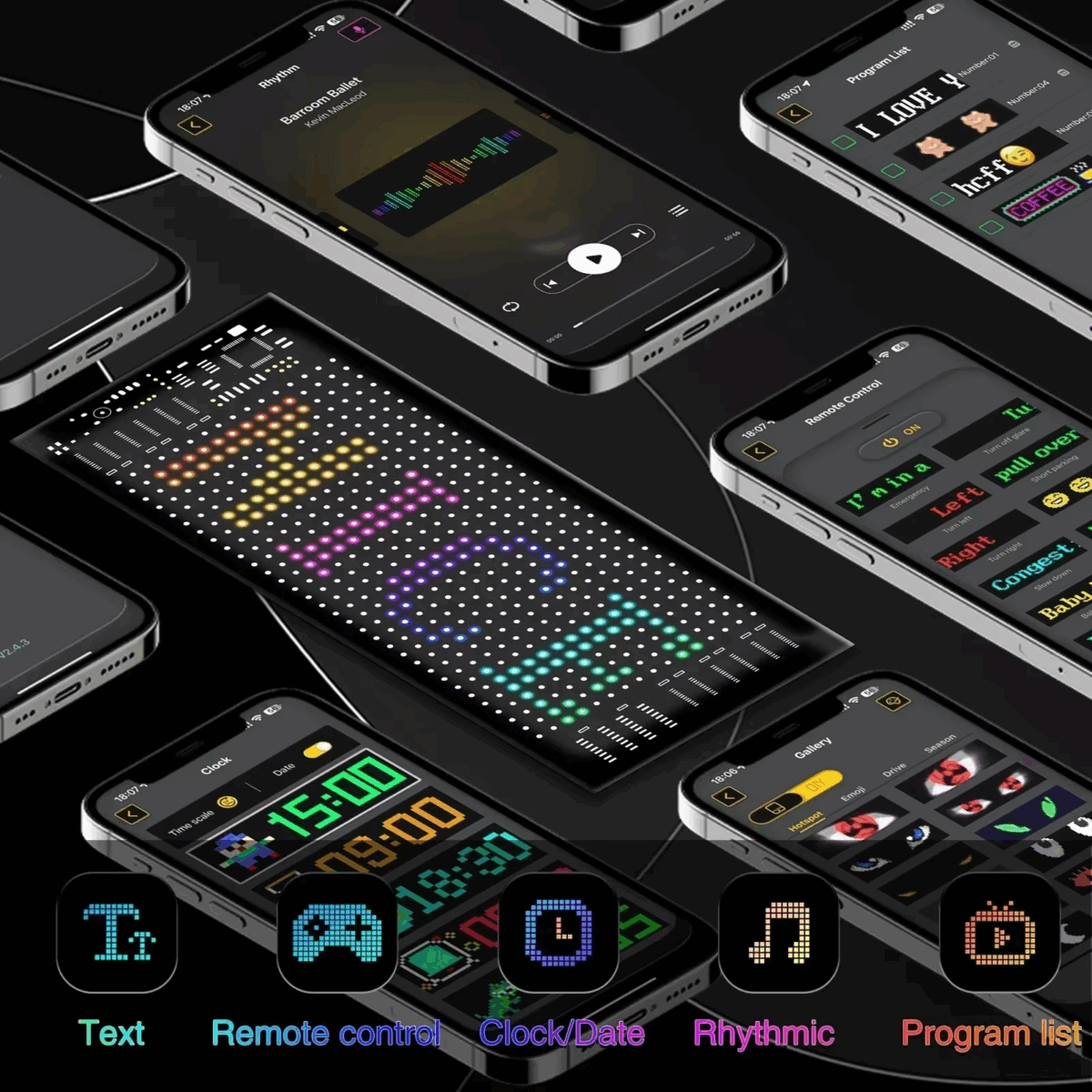 ⁦شاشة ليد مرنة قابلة للبرمجة بالموبايل بالوان ار جي بي لنوافذ السيارة مع ريموت تحكم عن بعد⁩ - الصورة ⁦5⁩