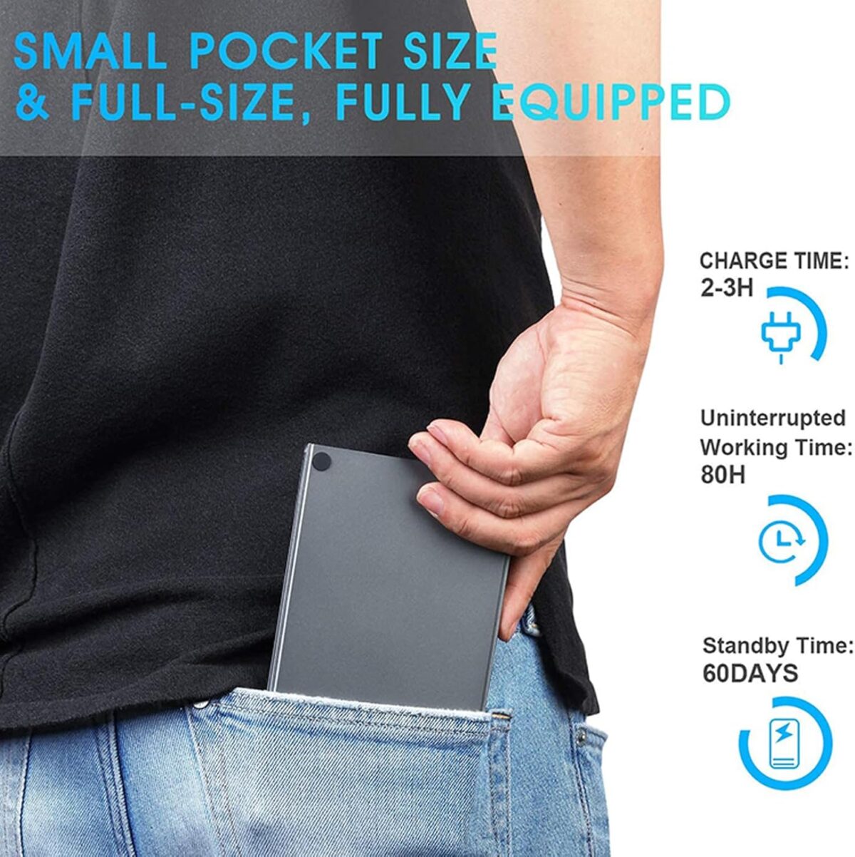 ⁦كيبورد بلوتوث لاسلكي بلوحة تاتش قابل للطي مع يو اس بي الشحن⁩ - الصورة ⁦5⁩