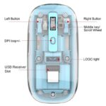 ⁦ماوس بلوتوث بتصميم شفاف لاسلكي ثلاثي الاوضاع مع منفذ يو اس بي⁩ - الصورة ⁦9⁩