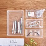 ⁦مجموعة منظمات أكريليك شفافة  8 قطع بمقاسات مختلفة لتنظيم الأدراج⁩ - الصورة ⁦8⁩