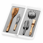 ⁦منظم لدرج المطبخ مقسم 2 خانة سيليكون من الداخل لتنظيم المعالق والشوك⁩ - الصورة ⁦5⁩