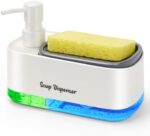 ⁦موزع صابون 2 فى 1 يدوى مع حامل إسفنجة مدمج بقاعدة اكليريك للمطبخ⁩ - الصورة ⁦2⁩