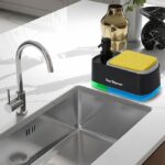 ⁦موزع صابون 2 فى 1 يدوى مع حامل إسفنجة مدمج بقاعدة اكليريك للمطبخ⁩ - الصورة ⁦3⁩