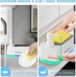 ⁦موزع صابون 2 فى 1 يدوى مع حامل إسفنجة مدمج بقاعدة اكليريك للمطبخ⁩ - الصورة ⁦4⁩