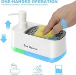 ⁦موزع صابون 2 فى 1 يدوى مع حامل إسفنجة مدمج بقاعدة اكليريك للمطبخ⁩ - الصورة ⁦7⁩