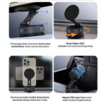 ⁦حامل موبايل قابل للطي والدوران 360 درجة مع بكرة لشفط الهواء والتثبيت علي تابلوه السيارة⁩ - الصورة ⁦6⁩