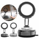 ⁦حامل موبايل مغناطيسي معدني قابل للطي والدوران 360 درجة بقوة شفط عالية⁩ - الصورة ⁦2⁩