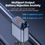 ⁦شاحن سيارة 4×1 مع ضوء ليد وكابلات قابلة للسحب ومنفذ يو اس بي _ 120 واط⁩ - الصورة ⁦7⁩