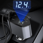 ⁦شاحن سيارة سريع للموبايلات 4*1 بكابلات قابلة للسحب ومنفذ يو اس بي - 120 واط⁩ - الصورة ⁦2⁩