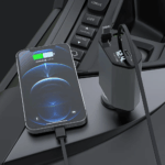 ⁦شاحن سيارة سريع للموبايلات 4*1 بكابلات قابلة للسحب ومنفذ يو اس بي - 120 واط⁩ - الصورة ⁦7⁩