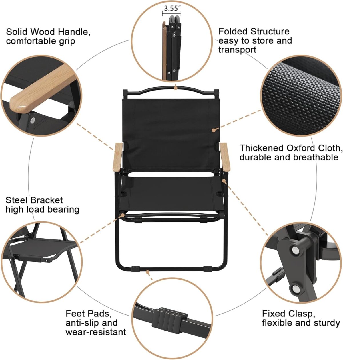 ⁦كرسي رحلات محمول  قابل للطي مع مسند ضهر وذراعين⁩ - الصورة ⁦5⁩
