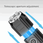 ⁦كشاف ميني مع خاصية الزوم القابلة للتعديل ب 4 درجات اضاءاه مختلفة _ مع يو اس بي للشحن⁩ - الصورة ⁦6⁩