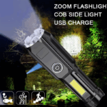 ⁦كشاف ميني مع خاصية الزوم القابلة للتعديل ب 4 درجات اضاءاه مختلفة _ مع يو اس بي للشحن⁩ - الصورة ⁦8⁩