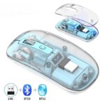 ماوس بلوتوث بتصميم شفاف لاسلكي ثلاثي الاوضاع مع منفذ يو اس بي